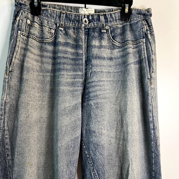 rag & bone Miramar Stretch Waist High Rise Wide Leg Jeans in Moonrise size L C7 - Picture 3 of 7